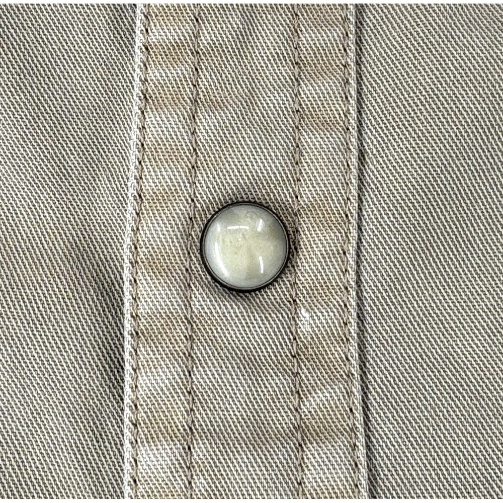 Lucky Brand Pearl Snap Shirt Men's XL Beige Saturday Stretch Western Americana - Picture 4 of 12